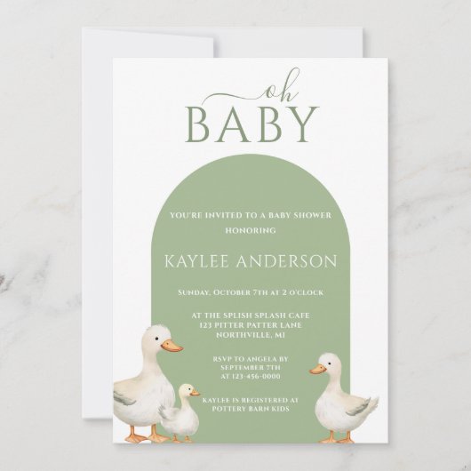 Duck Baby shower Kaart (Voorkant)