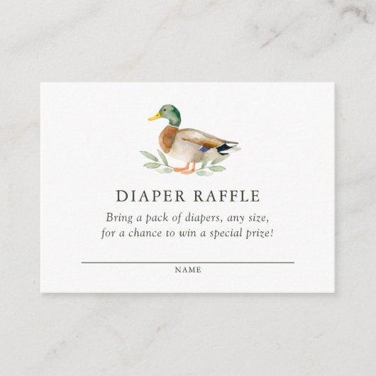 Duck Baby shower Luier Raffle Ticket Informatiekaartje (Voorkant)