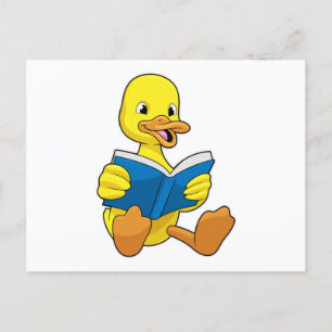 Duck bij Lezen met Boek Briefkaart