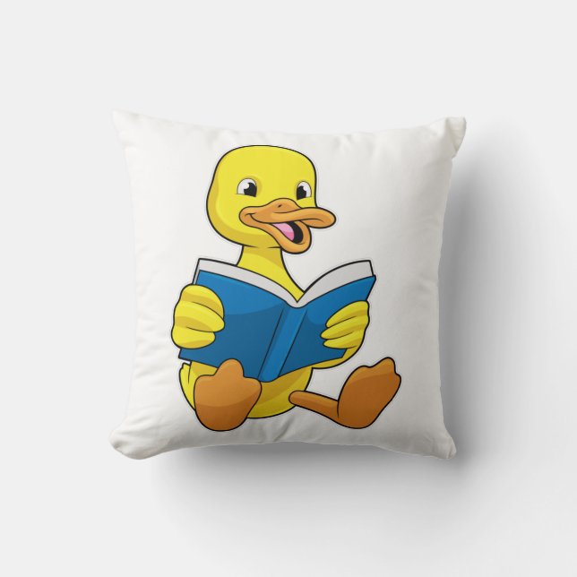 Duck bij Lezen met Boek Kussen (Voorkant)