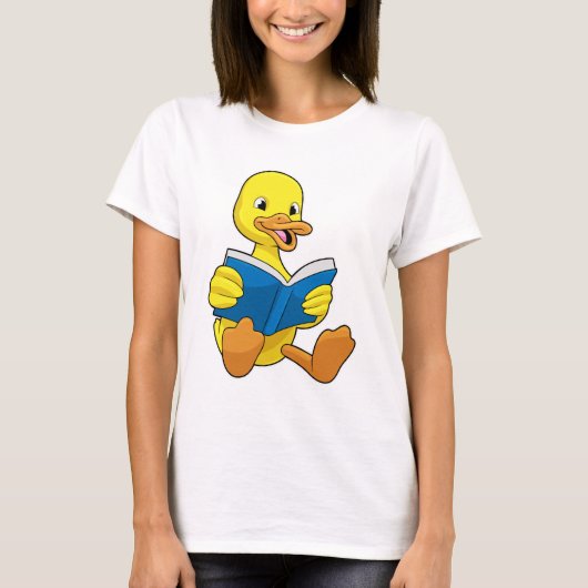 Duck bij Lezen met Boek T-shirt (Voorkant)