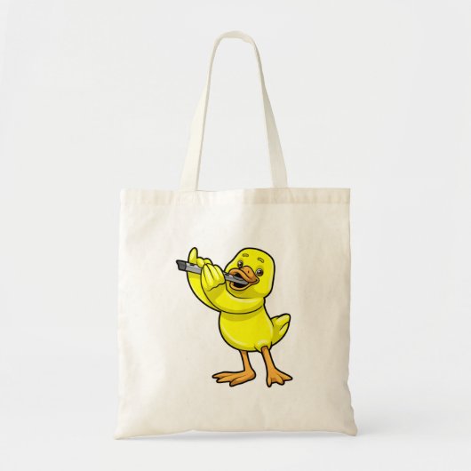 Duck bij Muziek met Flute Tote Bag (Voorkant)