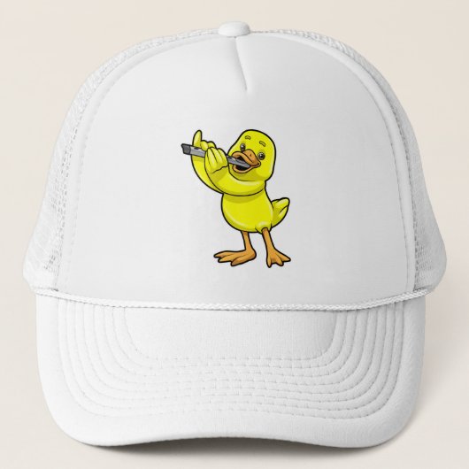 Duck bij Muziek met Flute Trucker Pet (Voorkant)