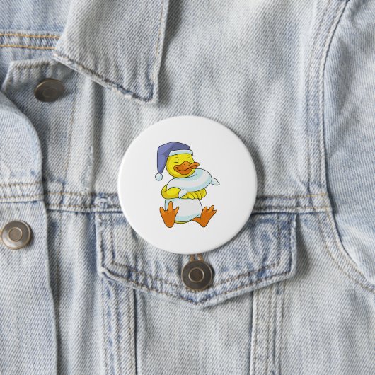 Duck bij Sleeping met Nightcap Ronde Button 7,6 Cm (In situ)