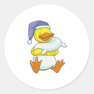Duck bij Sleeping met Nightcap Ronde Sticker