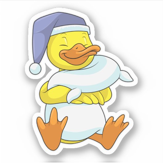 Duck bij Sleeping met Nightcap Sticker (Voorkant)