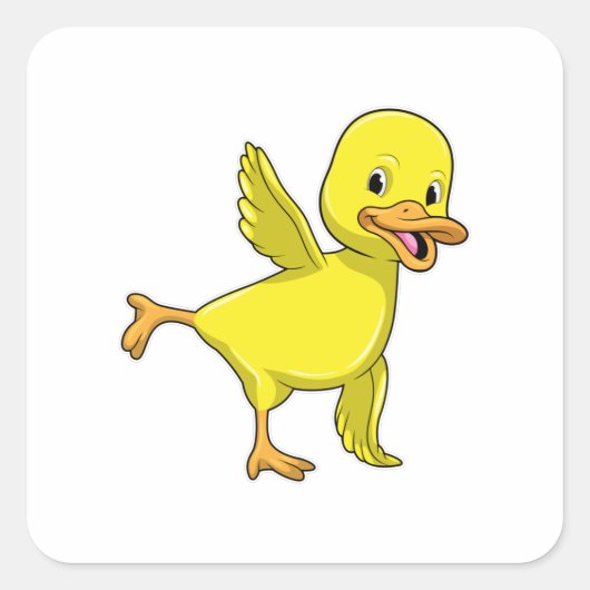 Duck bij Yoga Stretching Vierkante Sticker (Voorkant)