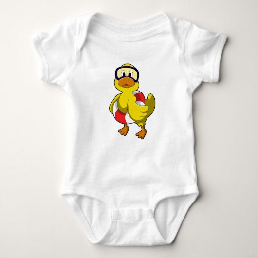 Duck bij Zwemmen met Swim ring & Diving Goggles Romper (Voorkant)
