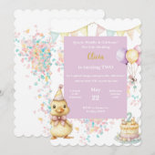 Duck Birthday Invitation ・ Little Duckling Party (Devant / Derrière)