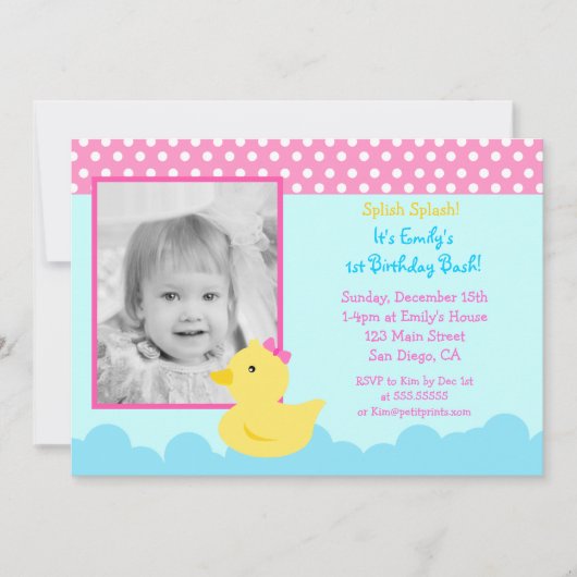 Duck Birthday Invitations Kaart (Voorkant)