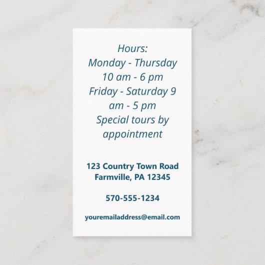 Duck Boerderij White Duck Navy Blue Visitekaartje (Achterkant)