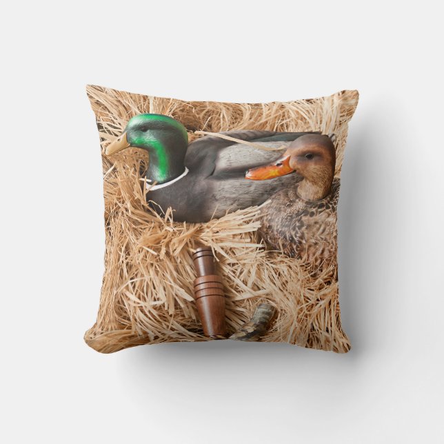Duck Call Mallard Drake Hunting Throw Couch Pillow Kussen (Voorkant)