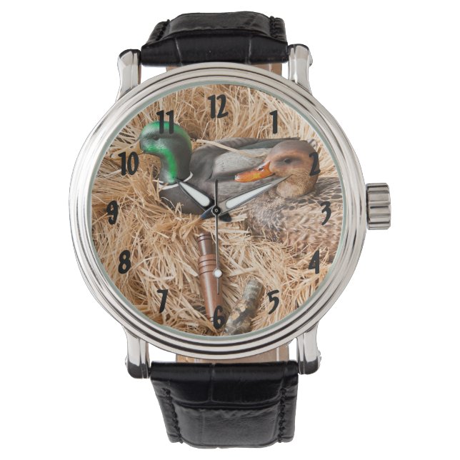 Duck Call Mallard Drake Jagers Quac Watch Horloge (Voorkant)