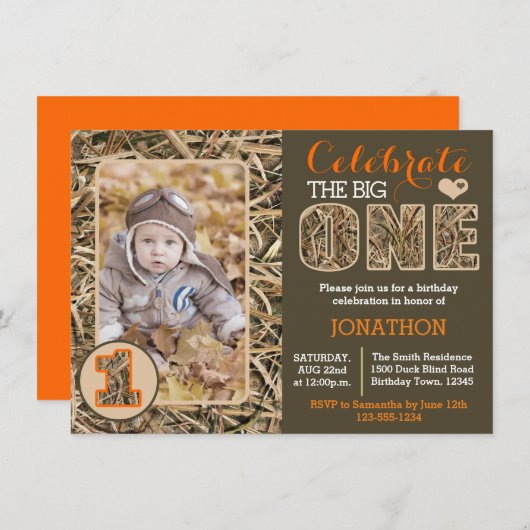 Duck Camo / Camouflage Eerste Verjaardag Party Kaart (Voorkant / Achterkant)