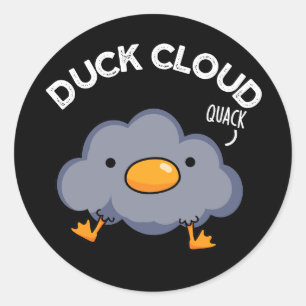 Duck Cloud Funny Weather Pun Dark BG Ronde Sticker