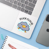 Duck Cloud Funny Weather Pun Sticker (Laptop met iPhone)