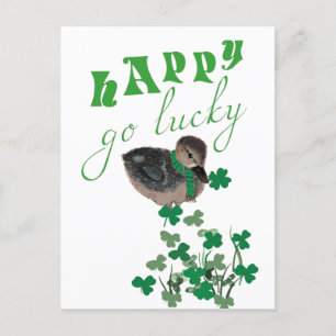 Duck Clover Happy Go Lucky St Patrick's Day Briefkaart
