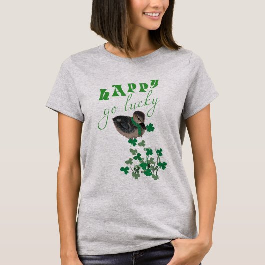 Duck Clover Happy Go Lucky St Patrick's Day Womens T-shirt (Voorkant)