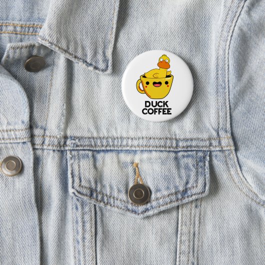 Duck Coffee Funny Drink Pun Ronde Button 5,7 Cm (In situ)