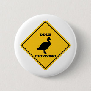 Duck Crossing Street Sign Ronde Button 5,7 Cm