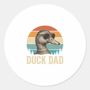 Duck Dad Vintage Gravure Retro Zonsondergang T-shi Ronde Sticker