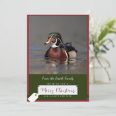 Duck de bois tiré sur une carte de Noël (Debout devant)