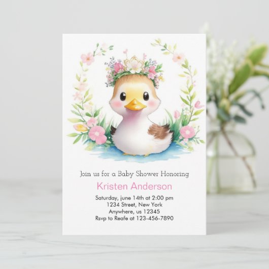 Duck Delight Baby Meisje Douche Kaart (Staand voorkant)