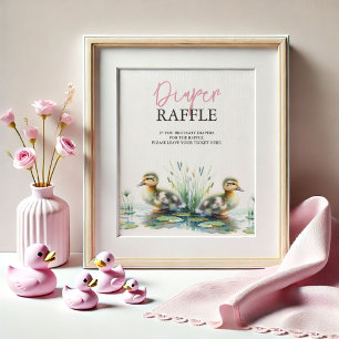 Duck Diaper Raffle Baby shower teken Poster