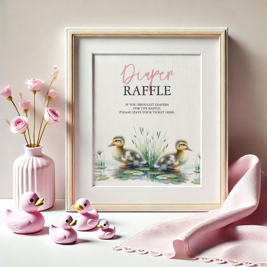 Duck Diaper Raffle Baby shower teken Poster
