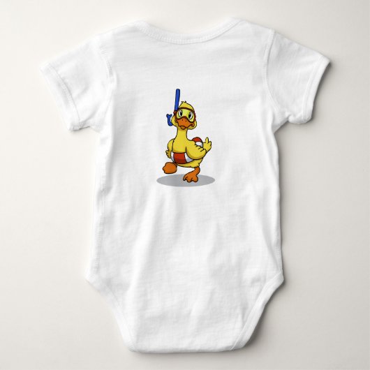 Duck die een snorkelmasker draagt | Achterkleur ki Romper (Achterkant)