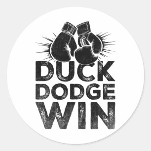 Duck Dodge Win Boxer Sportkracht Gym Athlete B Ronde Sticker