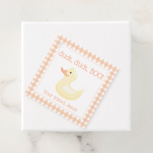 Duck Duck BOO Cute Oranje Halloween Kinder Bedankjes Labels (In situ)