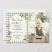 Duck Duck Deuce Balloon 2e verjaardag foto Kaart (Voorkant)