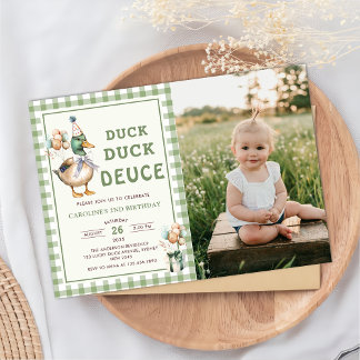 Duck Duck Deuce Balloon 2e verjaardag uitnodiging