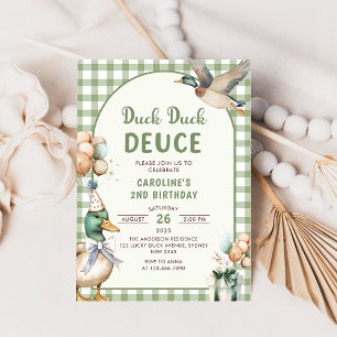 Duck Duck Deuce Balloon 2e verjaardag uitnodiging