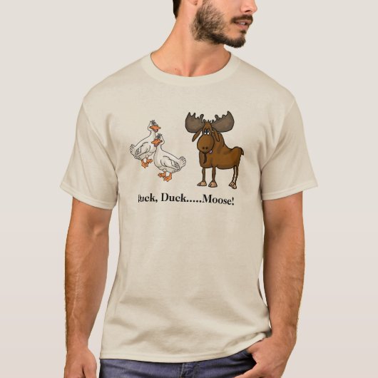 Duck, Duck Moose Funny Mannen/Boys Hunting T shirt (Voorkant)