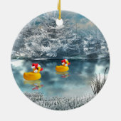Duck Duo Kerstmis 2 keramisch sieraad Keramisch Ornament (Achterkant)
