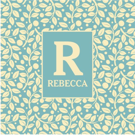 Duck Egg Blue en Cream Leaf Pattern Luggage Sticker (Voorkant)