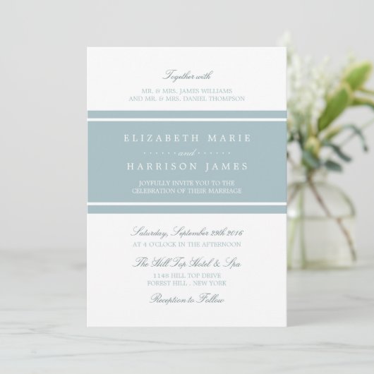 Duck Egg Blue Modern Wedding Kaart (Staand voorkant)