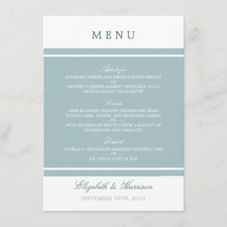 Duck Egg Blue Modern Wedding Menu