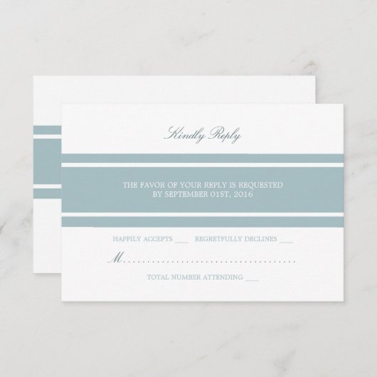 Duck Egg Blue Modern Wedding RSVP (Voorkant / Achterkant)