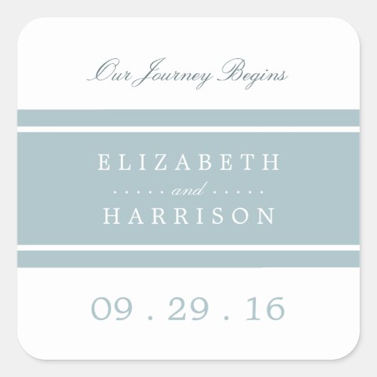 Duck Egg Blue Modern Wedding Vierkante Sticker (Voorkant)