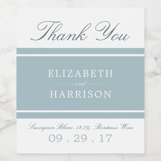 Duck Egg Blue Modern Wedding Wijn Etiket (Enkel label)