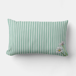 Duck Egg Blue Striped Floral Watercolor Daisy Kussen