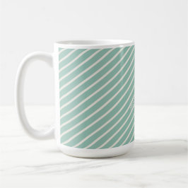 Duck Egg Blue Striped Named Watercolor Daisy Koffiemok