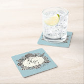 Duck egg blue Wedding Vierkante Kartonnen Onderzetter (Insitu)
