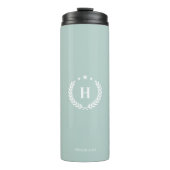  Duck Egg Green Monogram Stylish Modern Minimalist Thermosbeker (Voorkant)