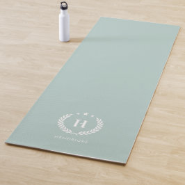Duck Egg Green Monogram Stylish Modern Minimalist Yogamat