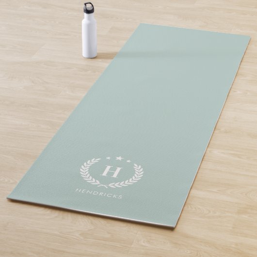 Duck Egg Green Monogram Stylish Modern Minimalist Yogamat (In situ)