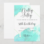 Duck Egg Turquoise 50ste verjaardag Uitnodiging (Voorkant / Achterkant)